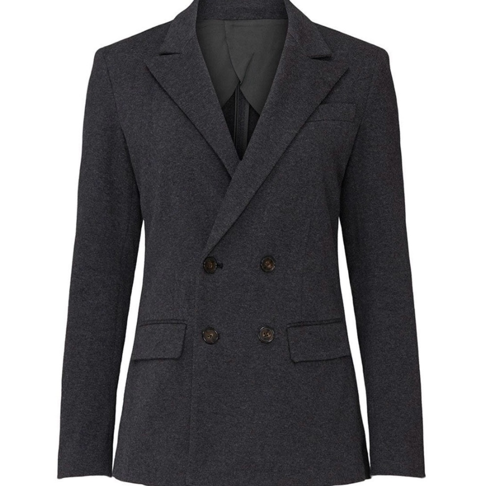Chic Dark Gray Double-Breasted Blazer